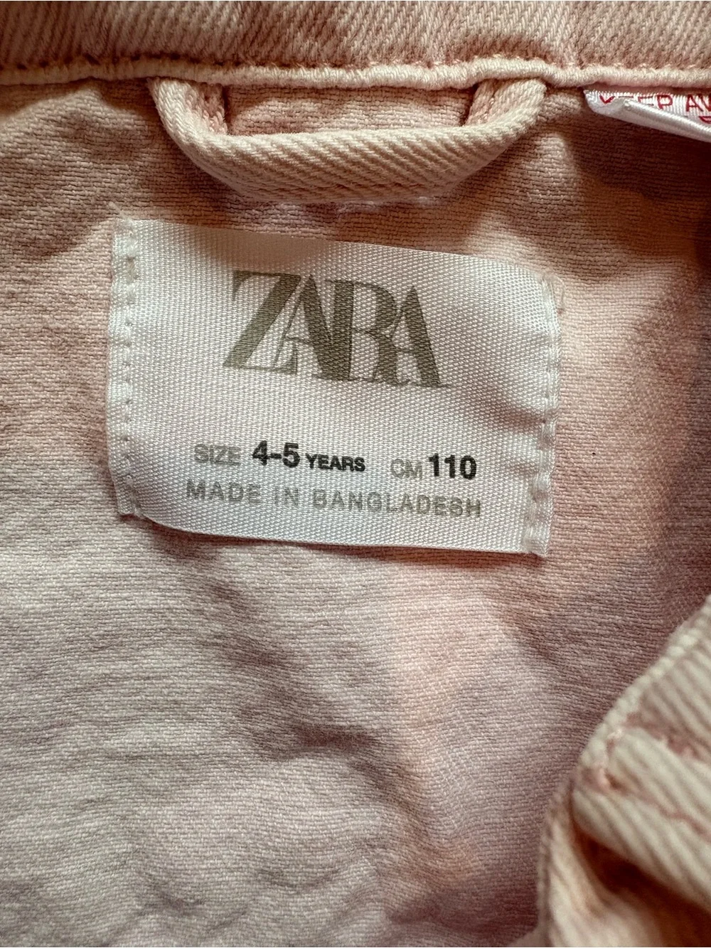 Zara Light Pink Kids' Denim Jacket